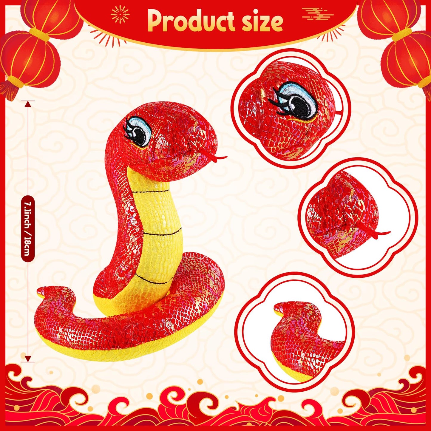 2 Pcs Chinese Snake Plush 2025 Year Of The Snake Stuffed Animal Plush Chinese New Year Plush Decoration Mascot Doll Plushies For