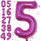 5 Balloons Number Laser Hot Pink, 40 Inch Mylar Number 5 Balloons Self Inflating For Women Anniversary Decor, Giant Foil Helium
