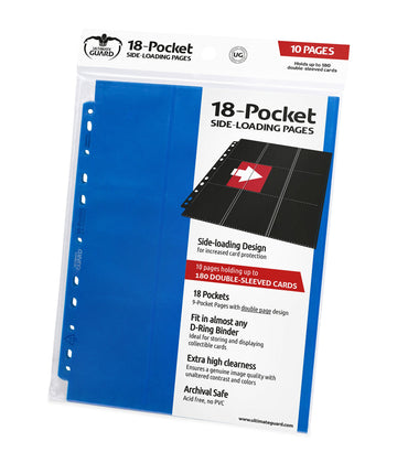 Ultimate Guard 18-Pocket Pages Side-Loading Blue (10) Card Binders Sheets