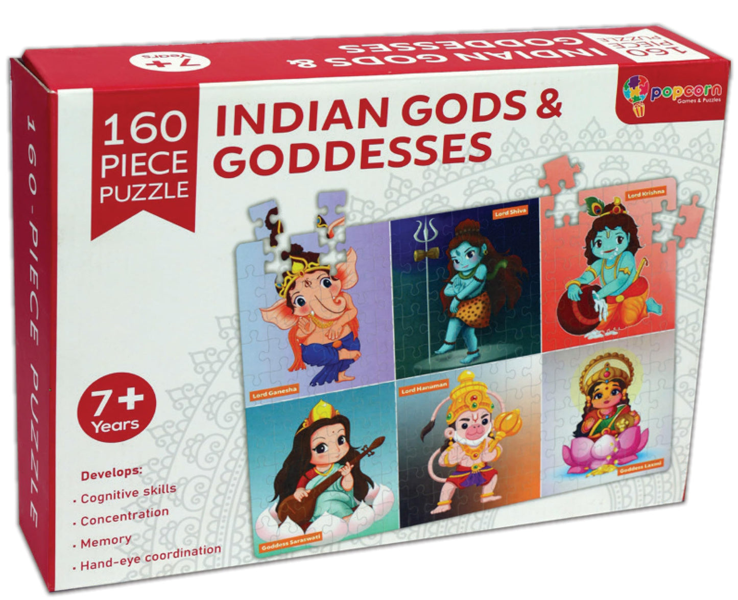 Popcorn Games & Puzzles 160 Piece Puzzles For Kids | Indian God & Goddesses Jigsaw Puzzle Game For 7+ Years Old Children | Impro
