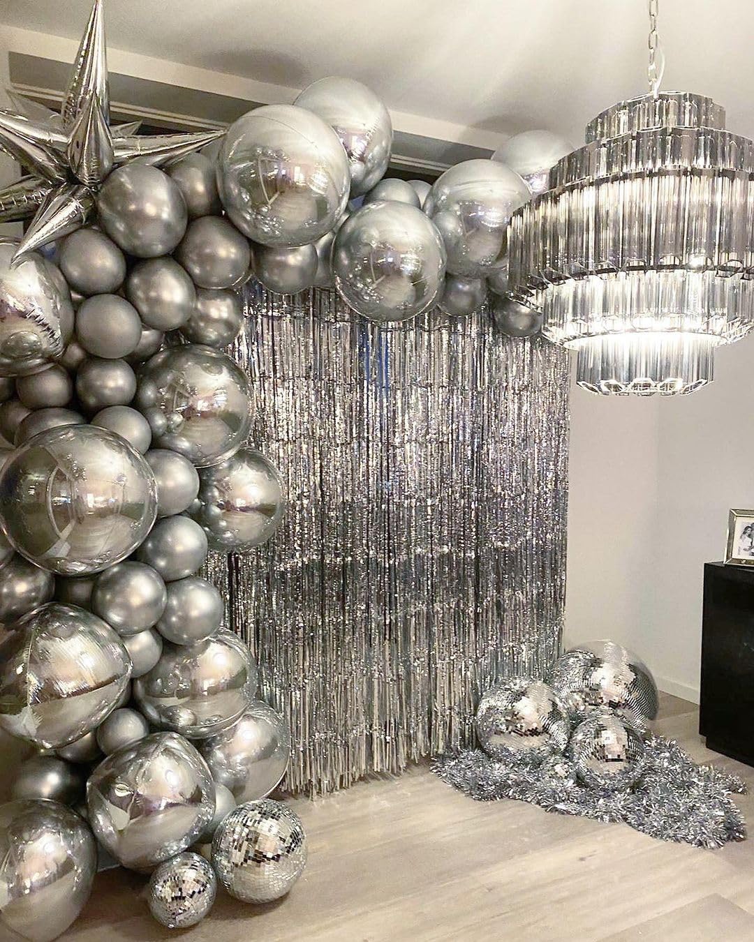 Silver Balloons In Different Sizes 5 10 12 18Inch-134Pcs Metallic Chrome Silver Balloons For Garland Arch
