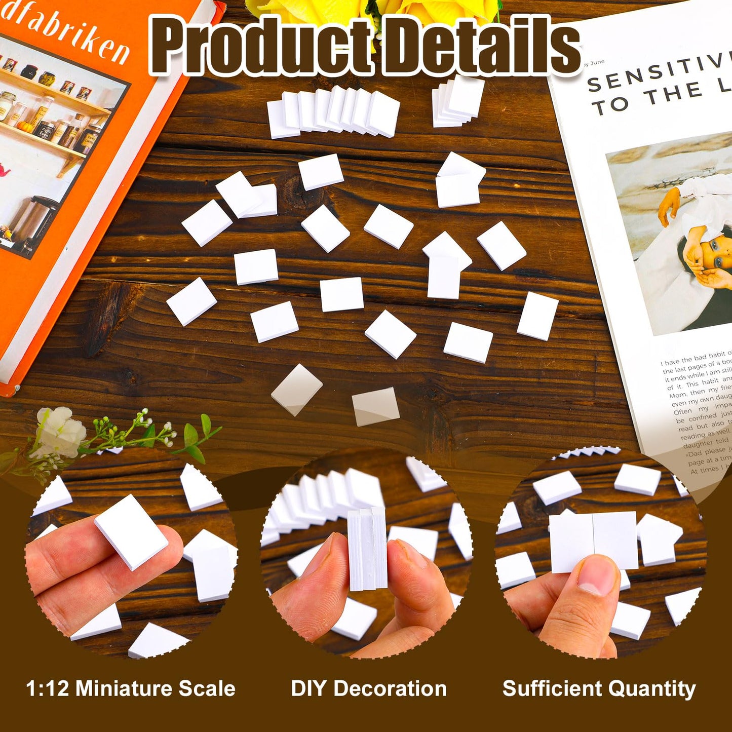 100Pcs Blank Miniature Books, 1:12 Scale Mini Dollhouse Book Ornaments White Tiny Notebook Model Small Opening Book Toys For Dol