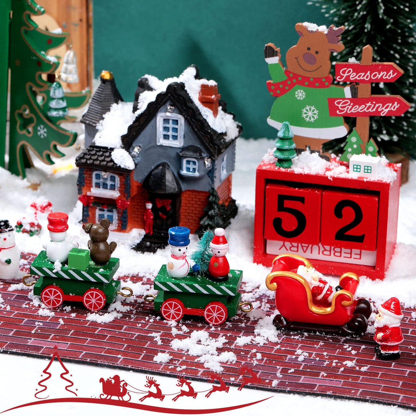 Marspark Christmas Village Accessories 5 X 50 Inch Christmas Miniature Road Village Street Mat Xmas Village Snow Street Decorati