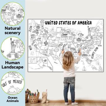 Naozinebi Us Map Coloring Poster For Kids Giant Coloring Poster Large Us States Map Coloring Tablecloth Jumbo Coloring Books For