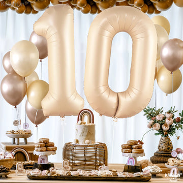 Katchon, Giant Caramel 10 Balloon Number - 40 Inch | 10Th Birthday Decorations | Caramel 10Th Birthday Balloons For 10 Birthday Decorations Caramel | Caramel Number 10 Balloons