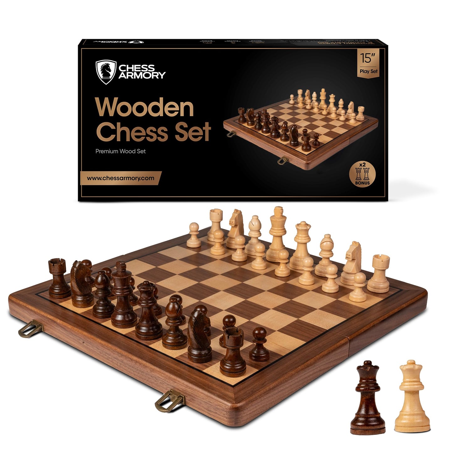 Chess protective coveringy enhanced Chess Set - Wooden Board Game with a Portable Wood Case and SeStorage for Pieces  Set for Kids and mature-themeds (Walnut Wood)