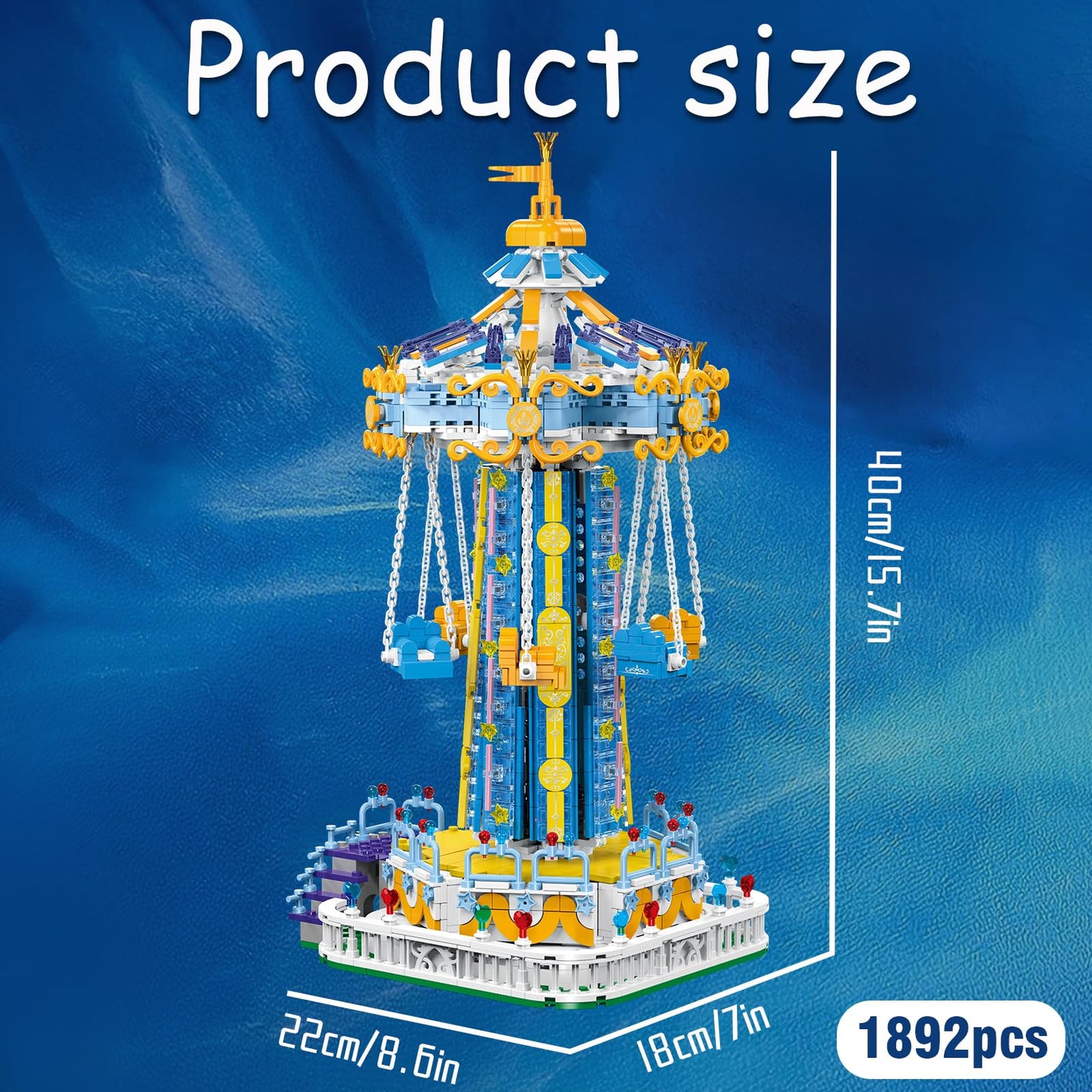 UROINT Swing-Ride Building Set  Motorized Electric Control LED Light  City Amusement Park Toy for Boy Girl Ages 6 7 8 9+  Birthday Gifts for mature-themed Kid Teen  Theme Construction Collection 1892pcs