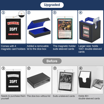 Mtg Deck Box With Commander Display -Patented Design, 5 In 1 Trading Card Storage Box Fit 400 Double-Sleeved Cards, Card Deck Ca
