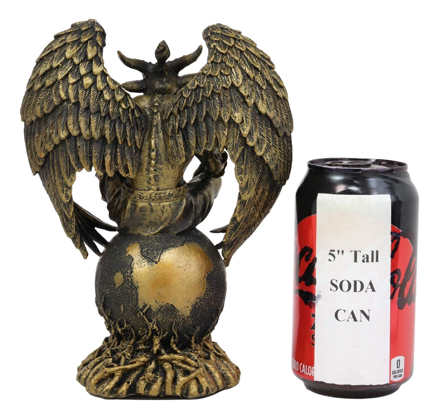 Ebros Gift Sabbatic Goat The Thinker Baphomet Sitting On The Globe Statue 7.75 Tall Baphometh with Pentagram Star Idol Altar Fig