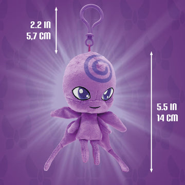 Miraculous Ladybug - Kwami Lifesize Nooroo, 5-Inch Butterfly Plush Clip-On Toys For Kids, Super Soft Collectible Stuffed Toy With Glitter Stitch Eyes And Color Matching Backpack Keychain (Wyncor)