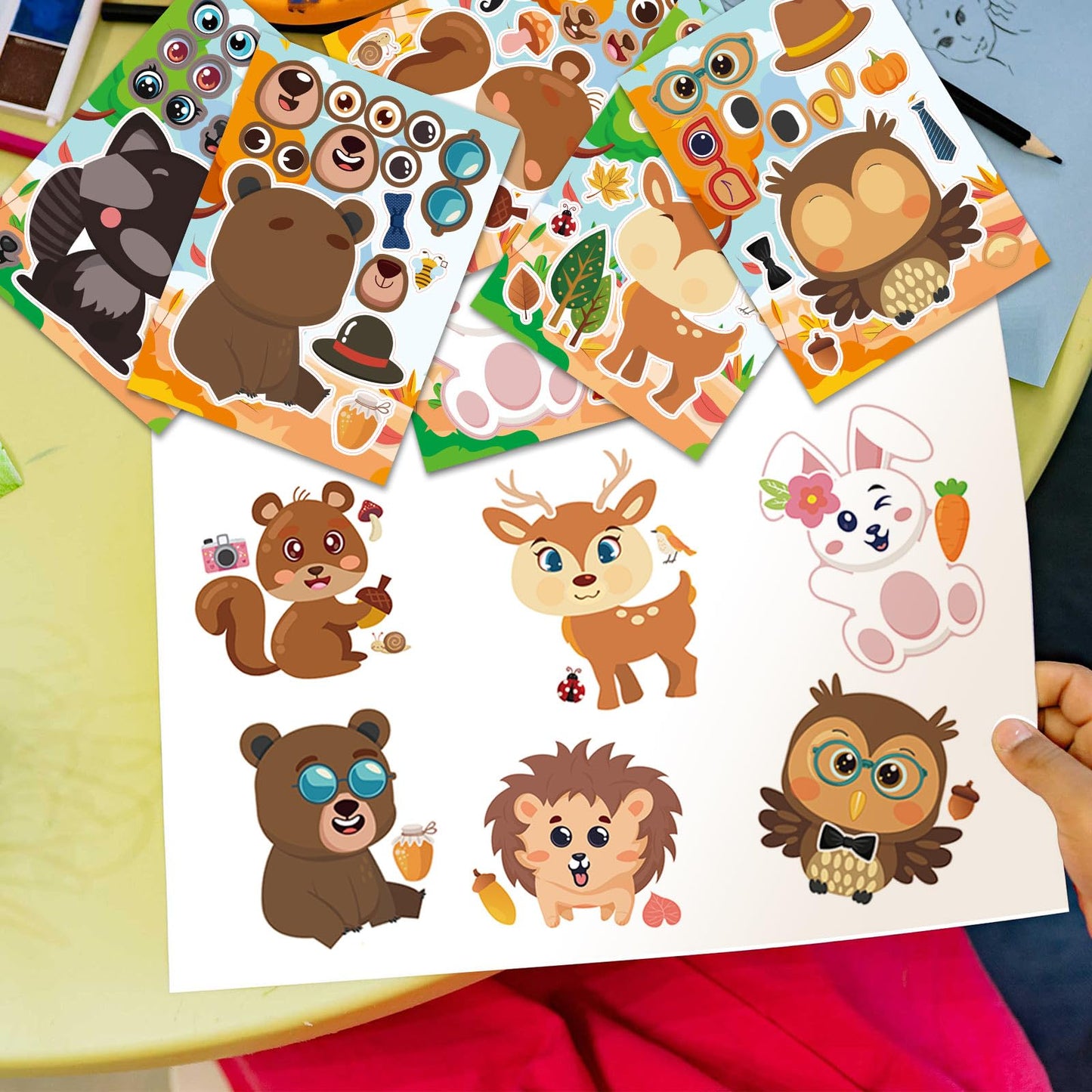 Kopokita 24 Sheets 8.3''  5.9'' Make Your Own Jungle Animal Stickers For Toddlers Kids Party Favors, Make A Face Stickers For Ki