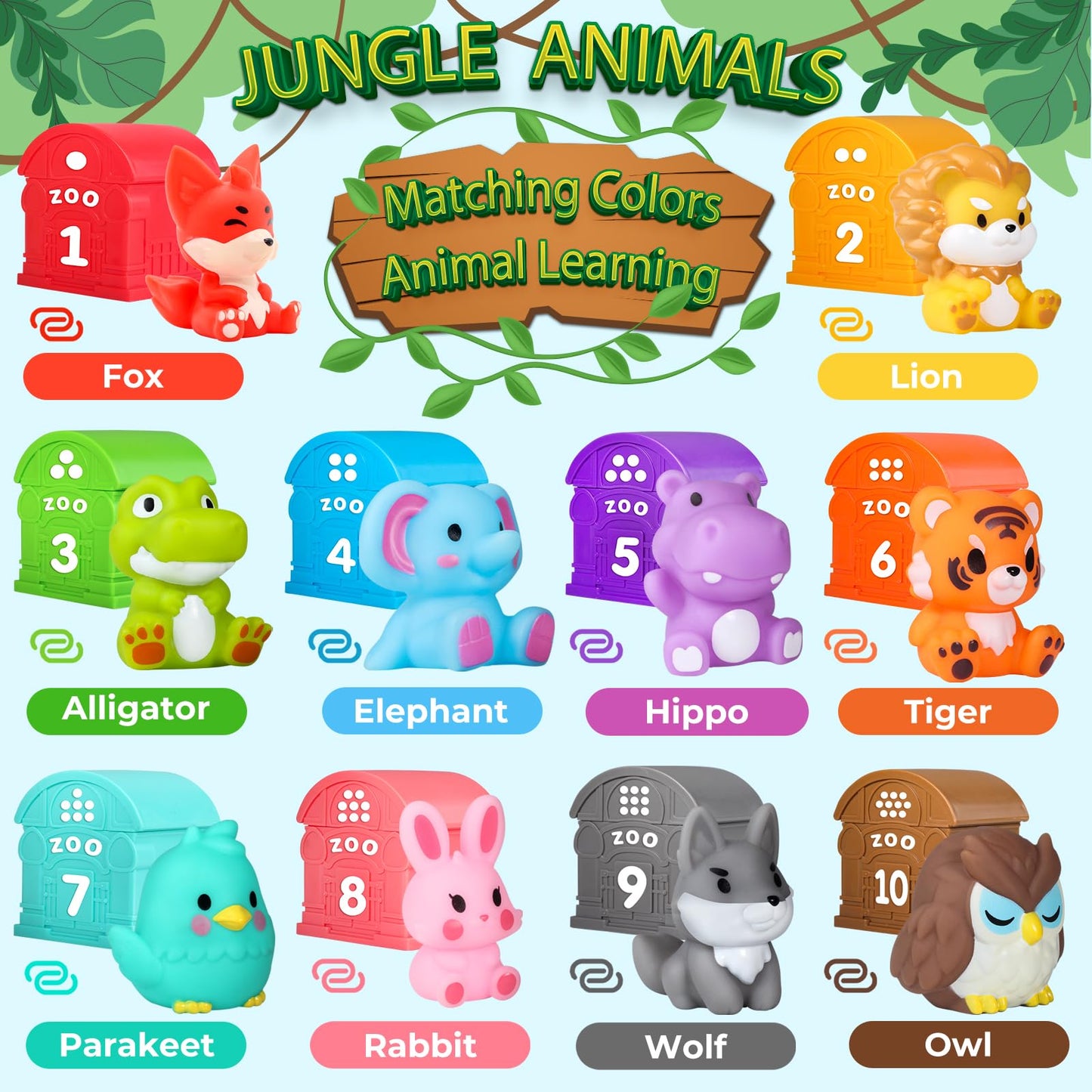 Oriate Animal Toddler Learning Toys, Sensory Learning Toy Safari Animal for Counting Sorting, Zoo Animals Educational Finger Pup