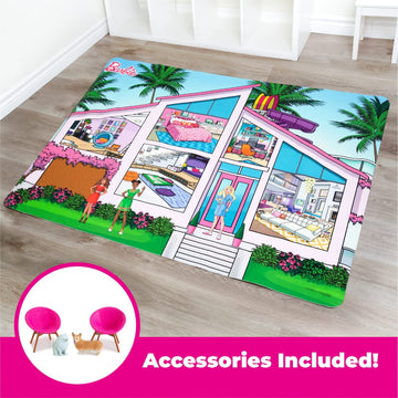 TCG Toys Barbie Dream House Playmat - Jumbo Size, Multicolor, Includes Chairs and Dogs, Model 73207