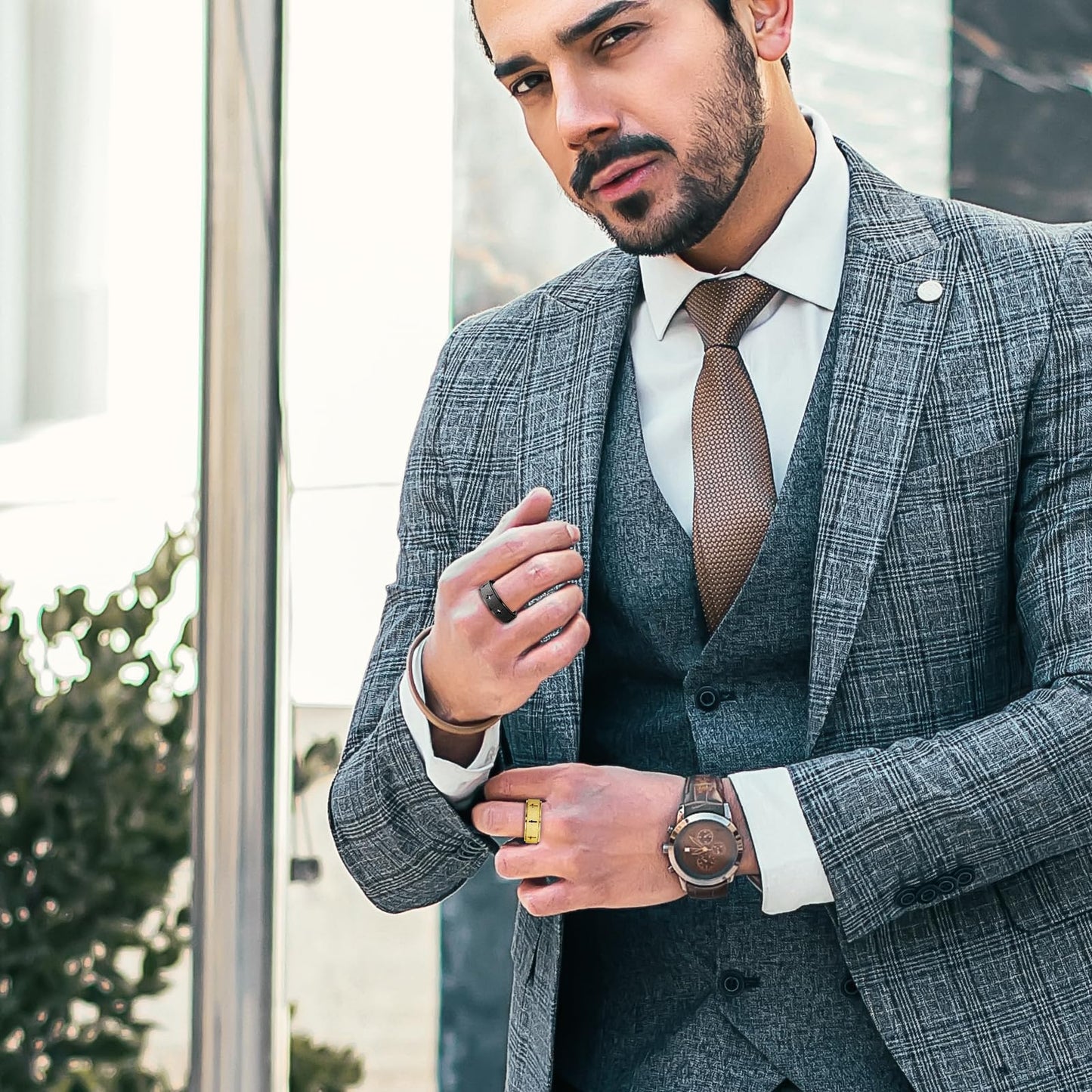 Anxiety Spinner Ring For Men - Stainless Steel Fidget Spinner Ring, Band Cross Thumb Roating Rings For Stress Relief 8Mm Anxiety