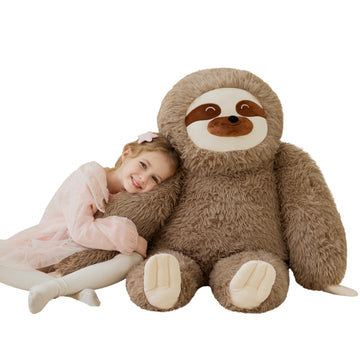 Ikasa Giant Sloth Stuffed Animal Plush Toy,Big Large Jumbo Soft Toys,34.5'' Cute Fat Fluffy Huge Size Plushy Plushie,Gifts For K