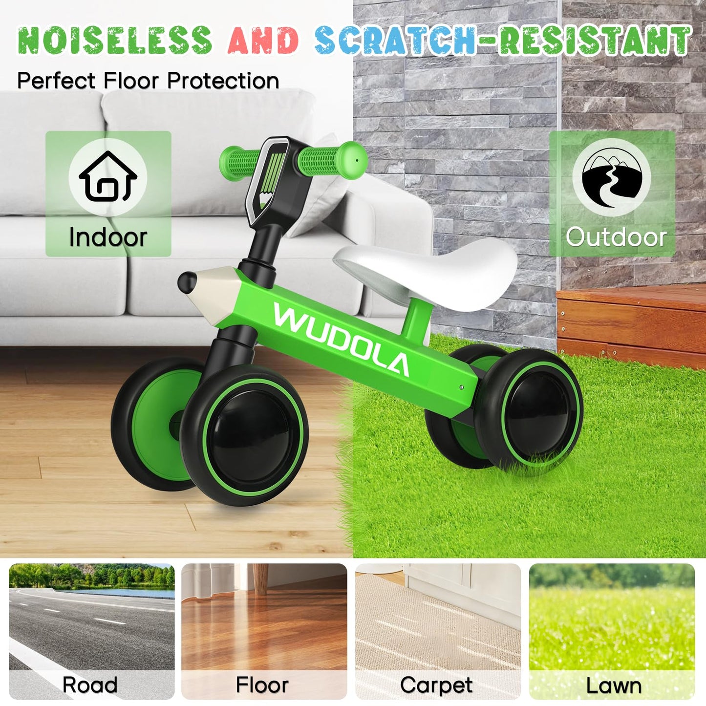 Wudola Baby Balance Bike for 10-36 Months Toddler First Riding Toys, No Pedal 4 Wheels Baby Walker for 1 Year Old Boys Girls Bir