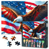 1000 Pieces Patriotic Theme US American Flag Puzzles A Majestic Bald Eagle is Soaring in The Sky Picture Puzzle Power and Freedo