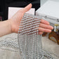 ZYFLSQ 100 Pcs 33'' 7mm Metallic Silver Beads Necklaces, Bulk Mardi Gras Beaded Necklaces, Party Beads Costume Necklaces