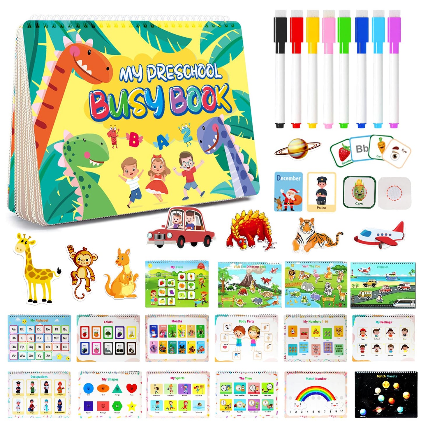 Montessori Busy Book For Toddlers 1-3 3-5, My Preschool Busy Book Sensory Toys For 3 4 5 6 Year Old Kids, Education Workbook Learning Activities - Christmas Birthdays Gifts For Boys And Girls