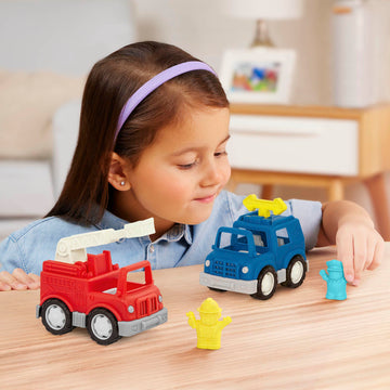 Battat - Wonder Wheels - Toy Emergency Vehicles - Ambulance, Police Car, Fire Truck - Rescue Set for Kids - Movable Parts - 1 Ye