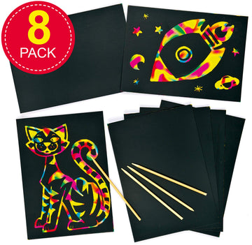 Baker Ross Scratch Art Doodle Sheets, Color Wonder for Kids Drawing & Design Activities (Pack of 8), 21cm x 15cm, Assorted 8 Cou