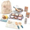 Wooden Play Food Sets for Kids, Pretend Play Kitchen Accessories with Shopping Bag, Cutting Toys, Gift for Boys and Girls Ages 3