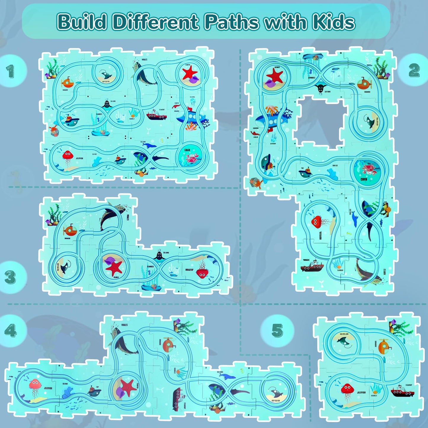 New Plastic Puzzles For Kids Ages 3-5 With A Cute Vehicle, Toddler Puzzle Track Play Set Gift, Critical Thinking Educational Toy