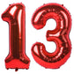 40 In Red Number Balloons Helium Foil Mylar Balloon Birthday Party Banquet Decoration Digital 13