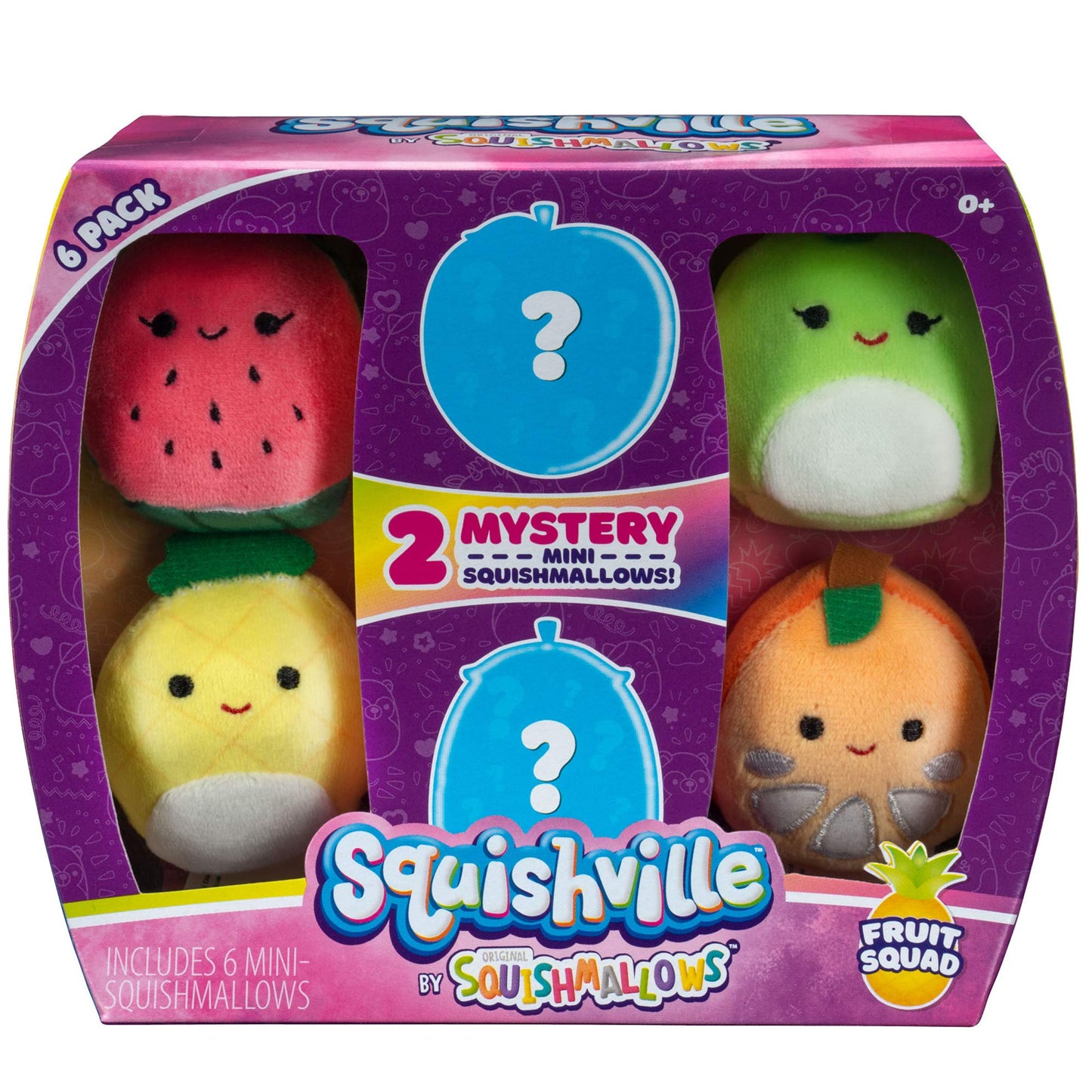Squishville Mini Plush Fruit Squad - 2" Soft Minimallow Plush, Colorful Peach, Pineapple, Watermelon, Model SQM0083