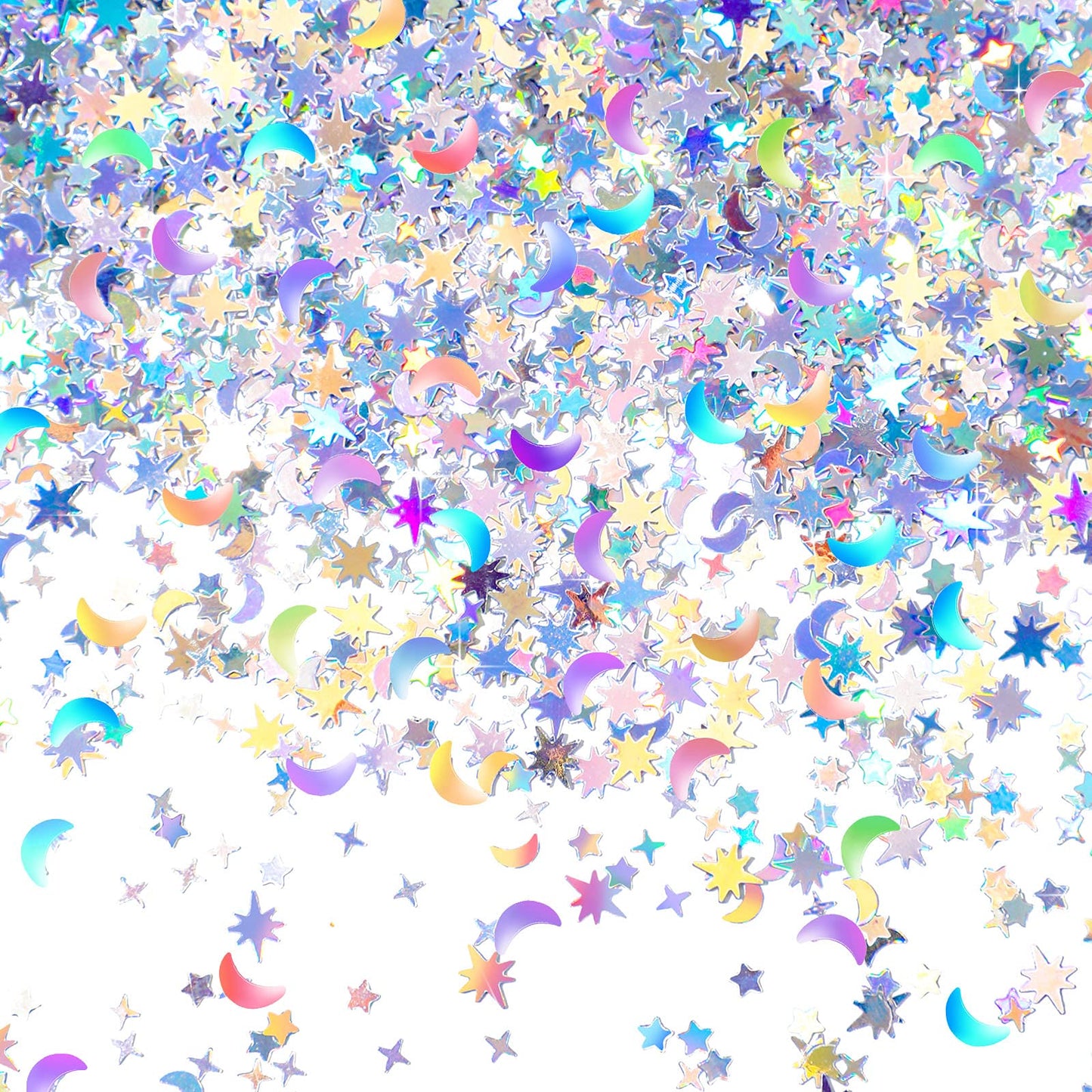 60 G/ 2.1 oz Holographic Star and Moon Glitter Confetti Sequin Galaxy Iridescent Table Metallic Glitter Foil Confetti Sequin Sta