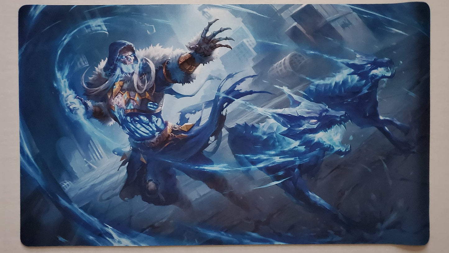 Fantasy North - Rimecage - Summon: Ice Hounds - Tcg Playmat And Mouse Pad - 24 X 14 Inches