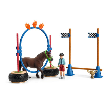 Schleich Farm World, Horse Toys For Kids, Pony Agility Race Playset With Horse Figurines And Accessories 22-Piece Set, Ages 3+