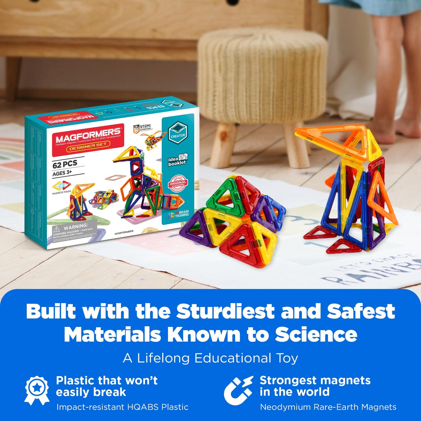 Magformers Designer 62-Piece Set - Magnetic Tiles Building Blocks, Educational Kit, Stem Toy Set - Magnetic Building Tiles For K