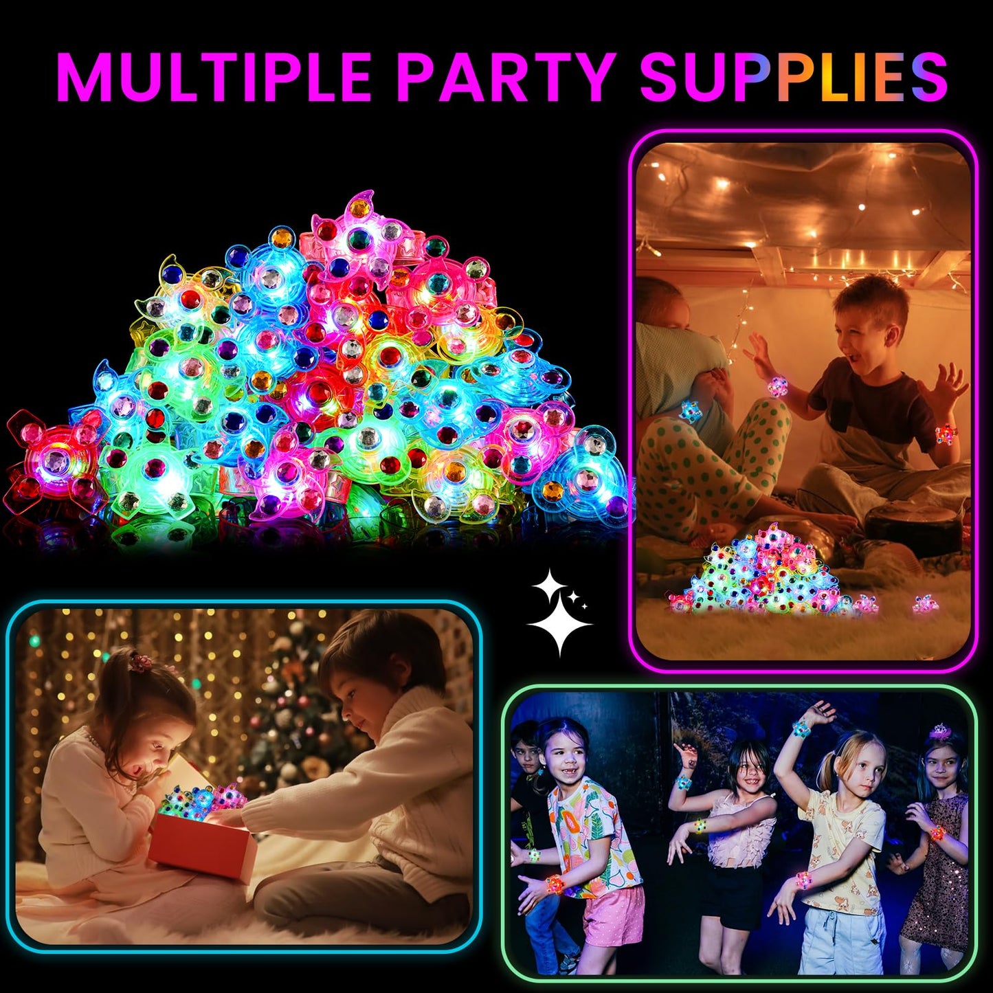 Mikulala 24 Pack LED Light Up Fidget Spinner Bracelets,Party Favors for Kids 4-8 8-12 Goodie Bag Stuffers,Glow in The Dark Party