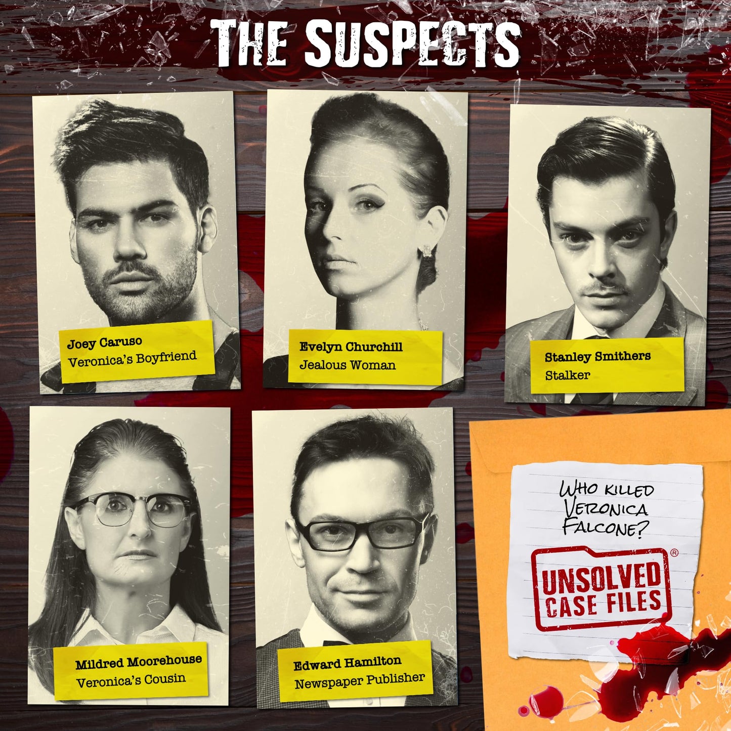 Unsolved Case Files Cold Case Murder Mystery Game | 14"x10.5"x0.7" | Multicolor | Model: Falcone | Paper Material