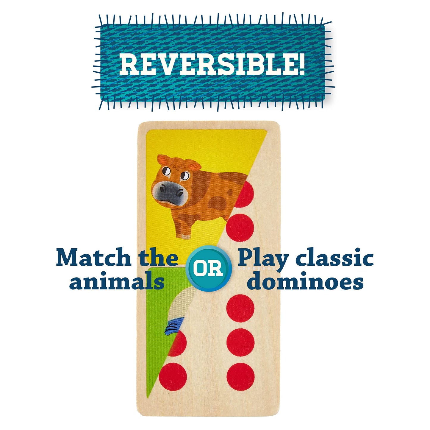 Imagination Generation Busy Barnyard Wooden Dominoes - Reversible! Classic And Matching Games (28Pcs)