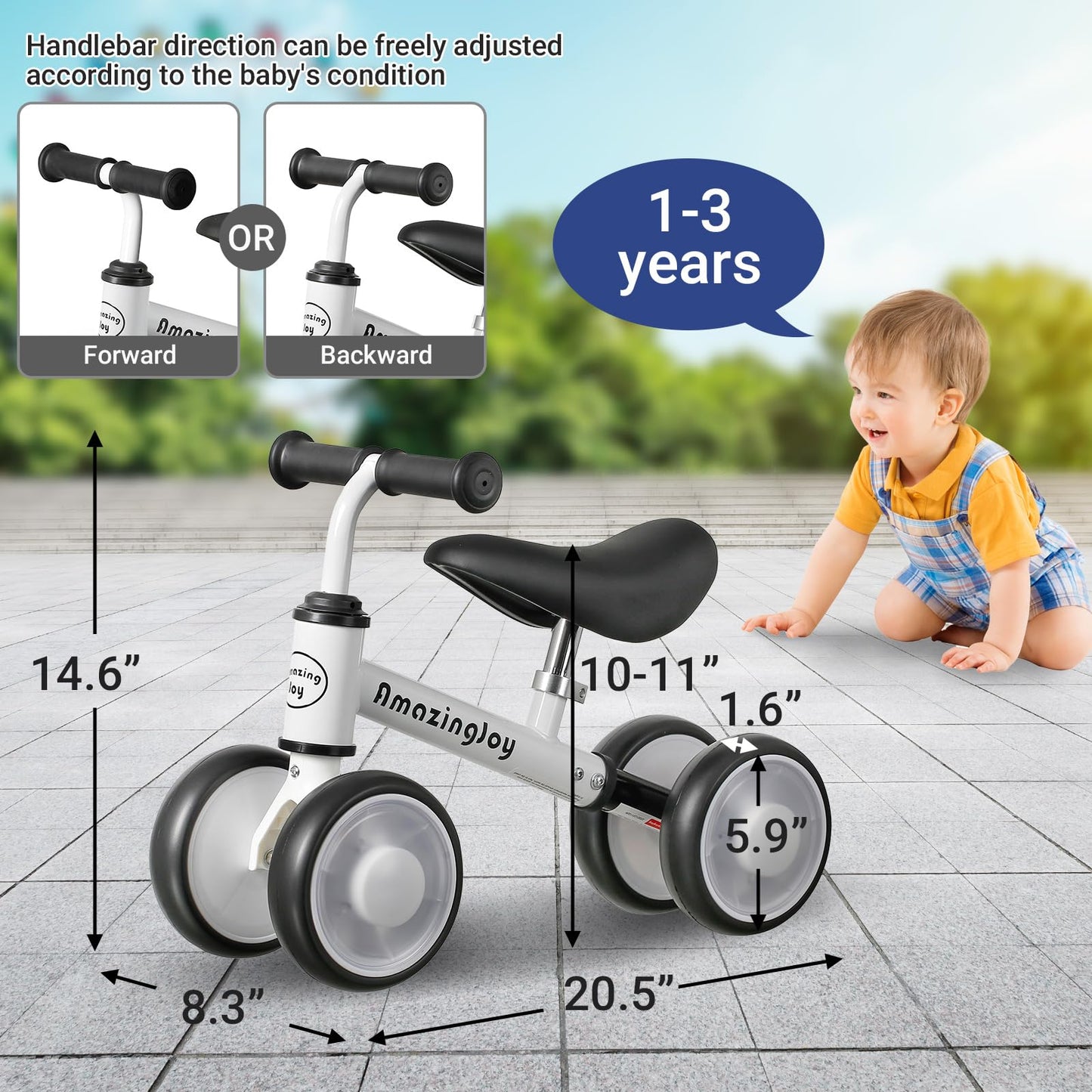 Balance Bike for 1 Year Old Boys Girls Colorful Lighting Baby Balance Bike Toys First Ride on Toys 10-24 Month Toddler 12-24 Mon