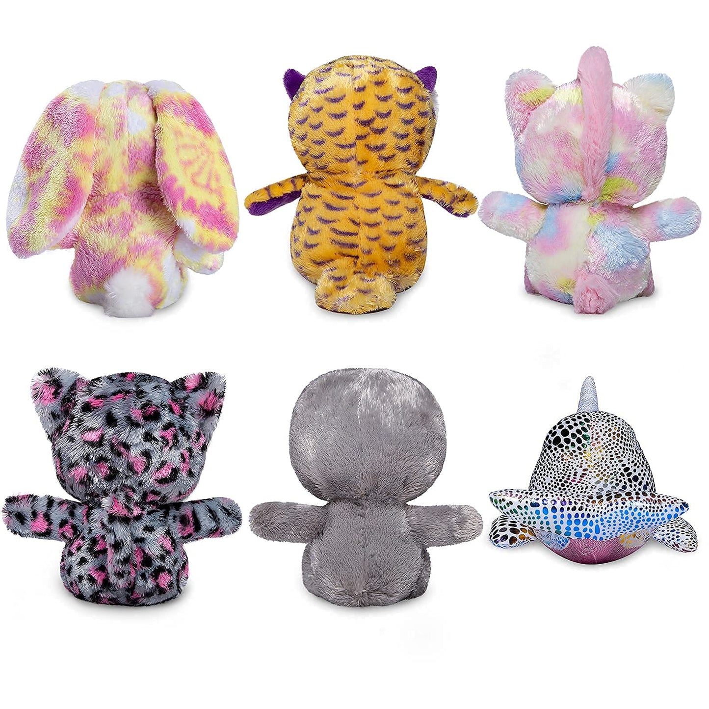 Nleio 7Inch Cute Stuffed Animals Plush Toys Set, 6 Pcs Small Stuffed Animal Bulk Unicorn/Narwhal/Bunny/Owl/Sloth/Cat Plush Anima