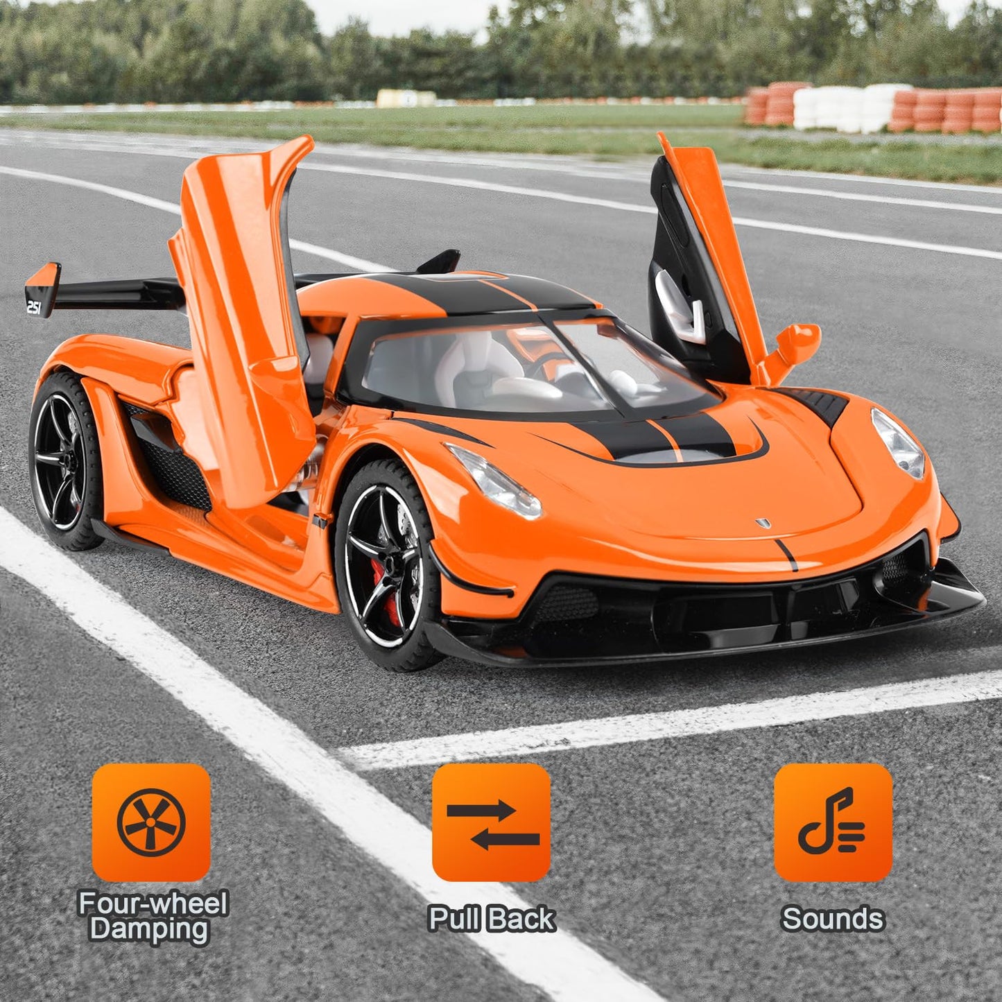 Toy Cars Model Jesko 1/22 Diecast Metal Sports Toy Cars for Boys, Alloy Collectible Model Car with Sound and Lights, Race Model