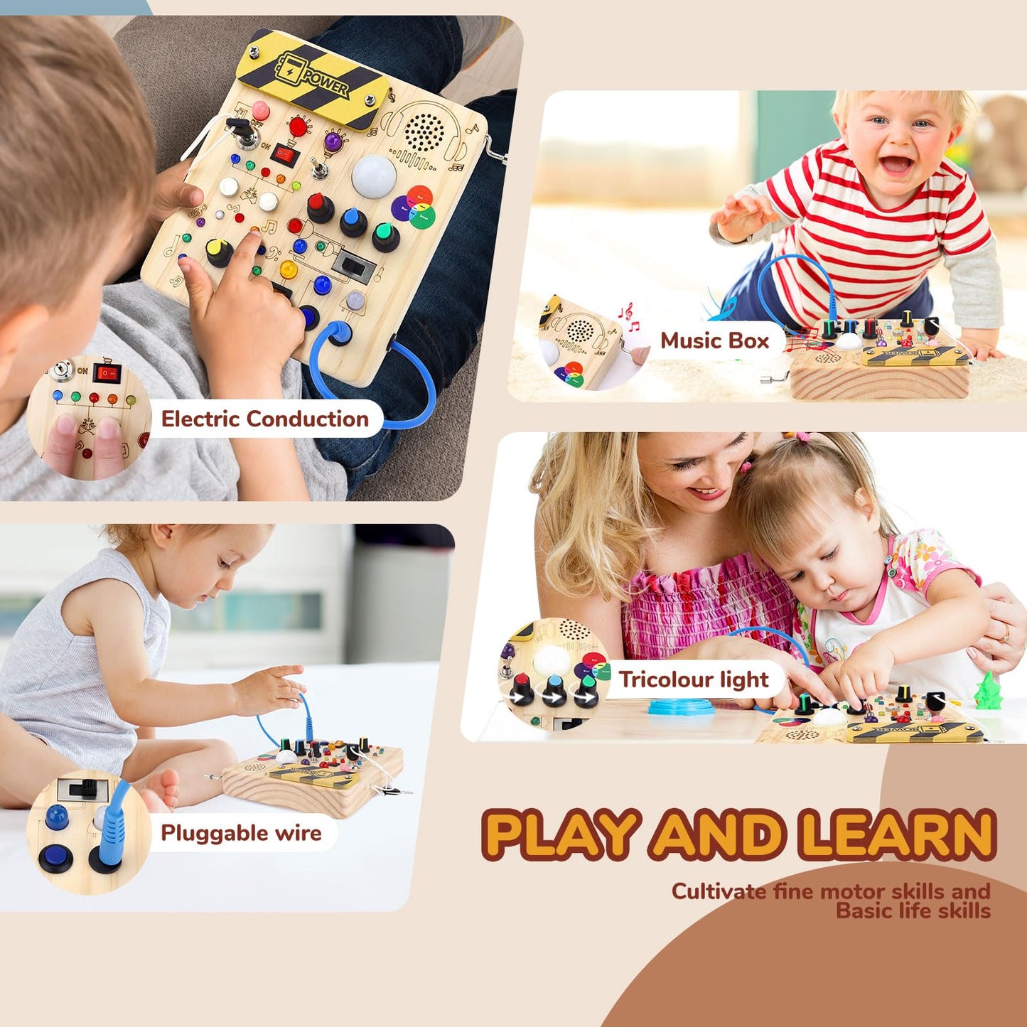 Sumsoltic Busy Board,Montessori Toys for 1-3 Year Old Boys & Girls,Travel Educational Learning Activities for Toddlers,Sensory T