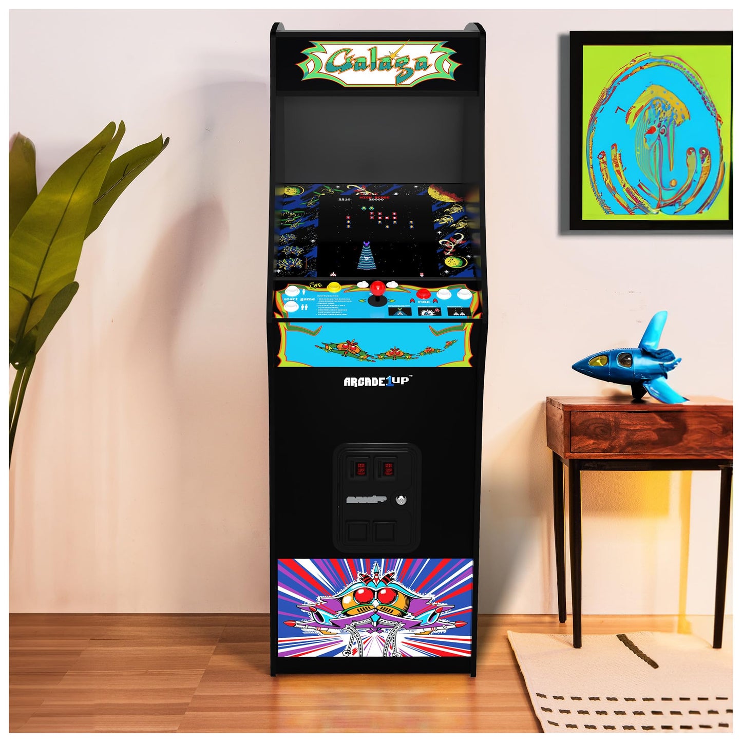 ARCADE1UP GALAGA Deluxe Arcade Machine - 14 Classic Games, 5ft Tall, Black, Model 1237971, Metal Construction