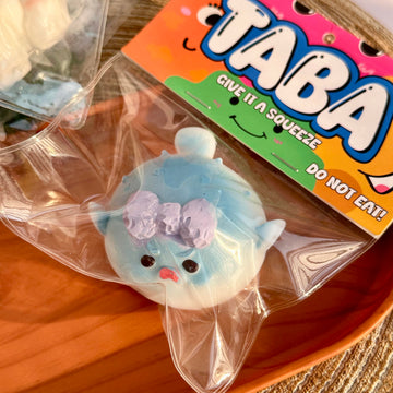 Taba Squishy Toys Cat Paw Squishy Toys Cat Paw Squeeze Toys  Fidget Toys Silicone Squeeze Toy for Stress Relief Cute Soft Squeeze Fidget Toys Party Favors Gift for mature-themed (Blue Pufferfish)