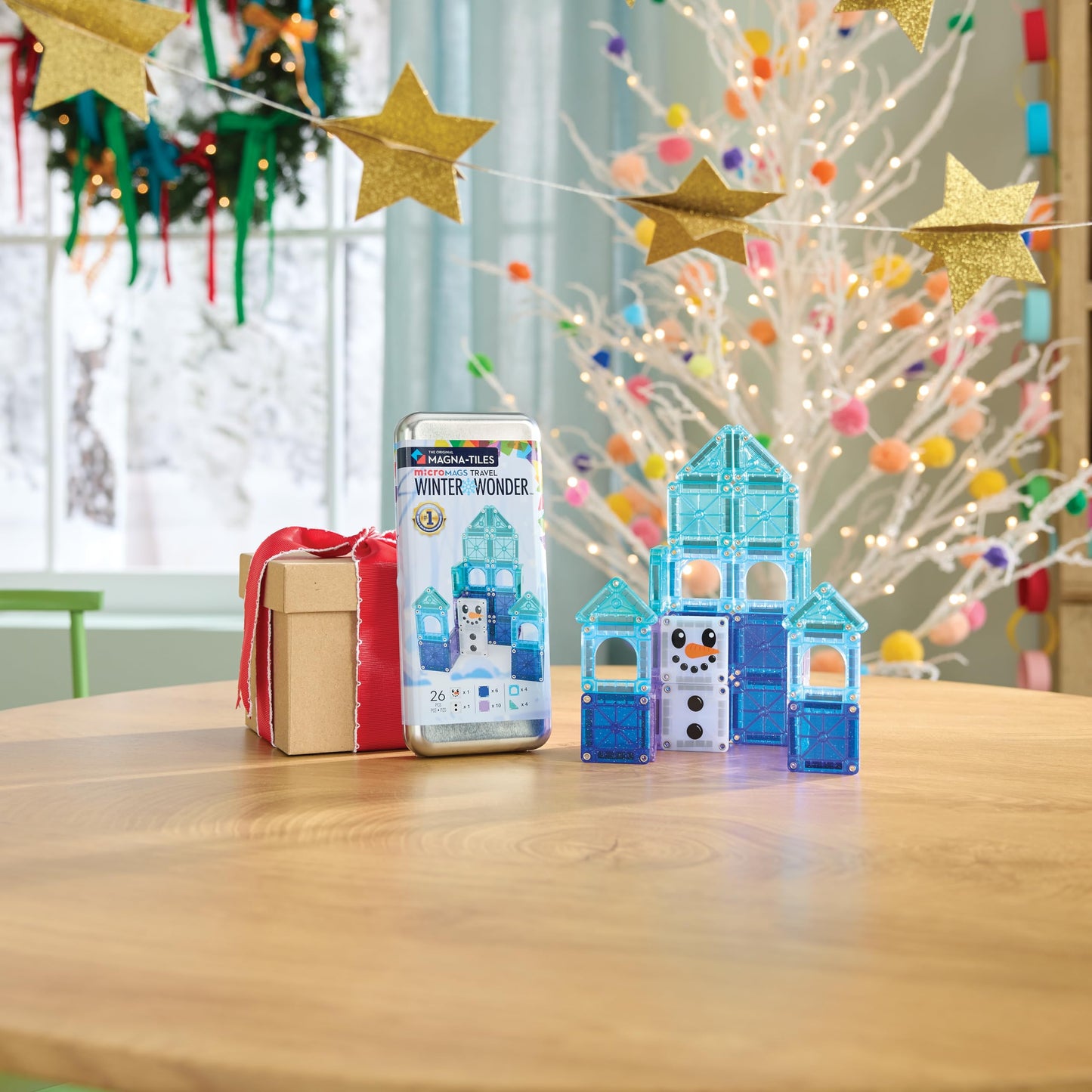 MAGNA-TILES microMAGS Winter Wonder Travel Set, 26-Piece Magnetic Building Set, 0.98"x3.35"x7.48", Made of Acrylonitrile Butad