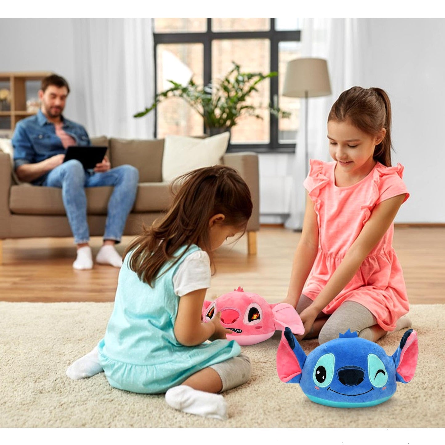 Teluhui Cartoon Reversible Plush - 12 Inch Cartoon Teddy Boy Stuffed Animal Mood Plushie Monster Alien Plush Double-Sided Face P