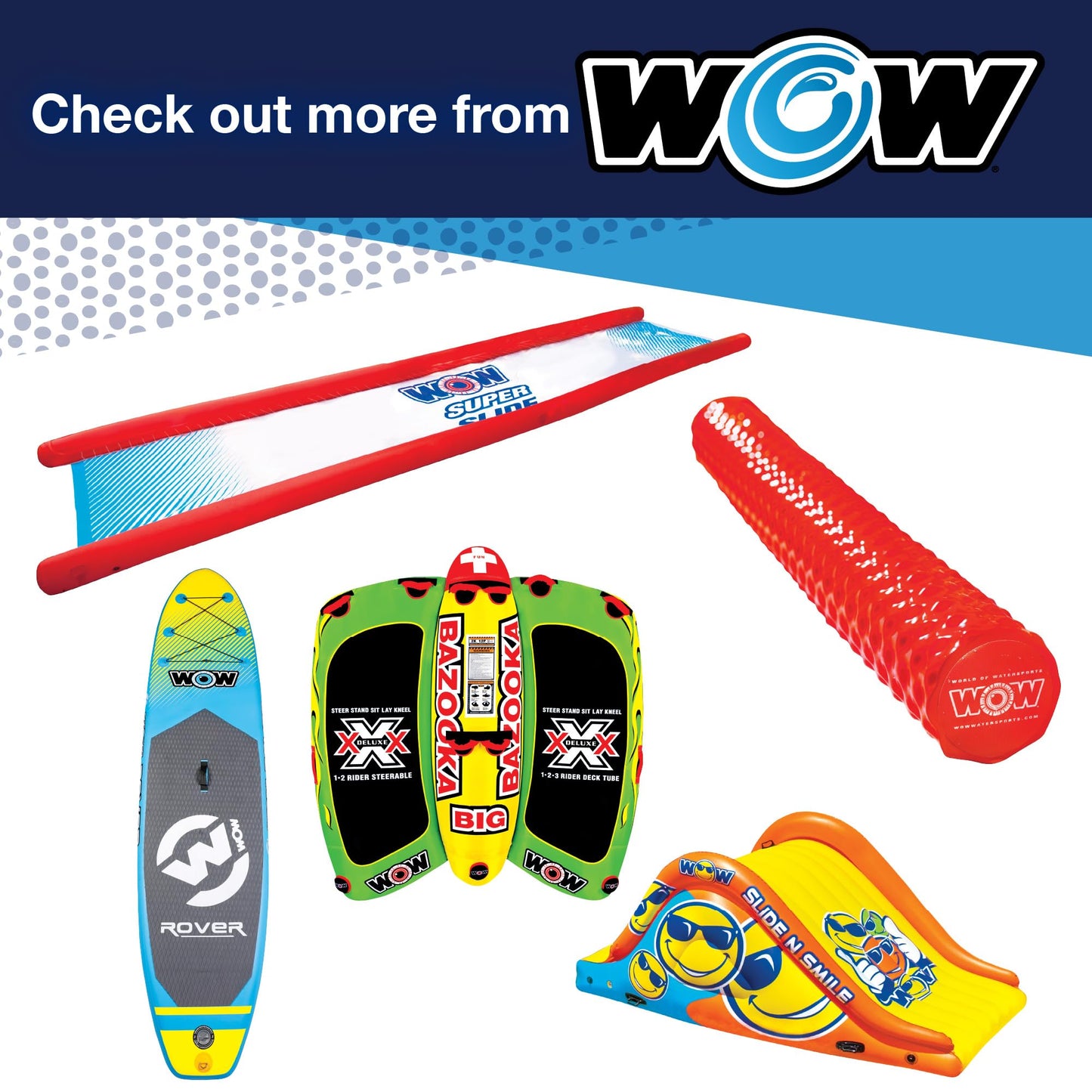 WOW Sports Mega Water Slide with 2 Inflatable Sleds, Inflatable Water Slide with Built-In Splash Pool and Sprinklers