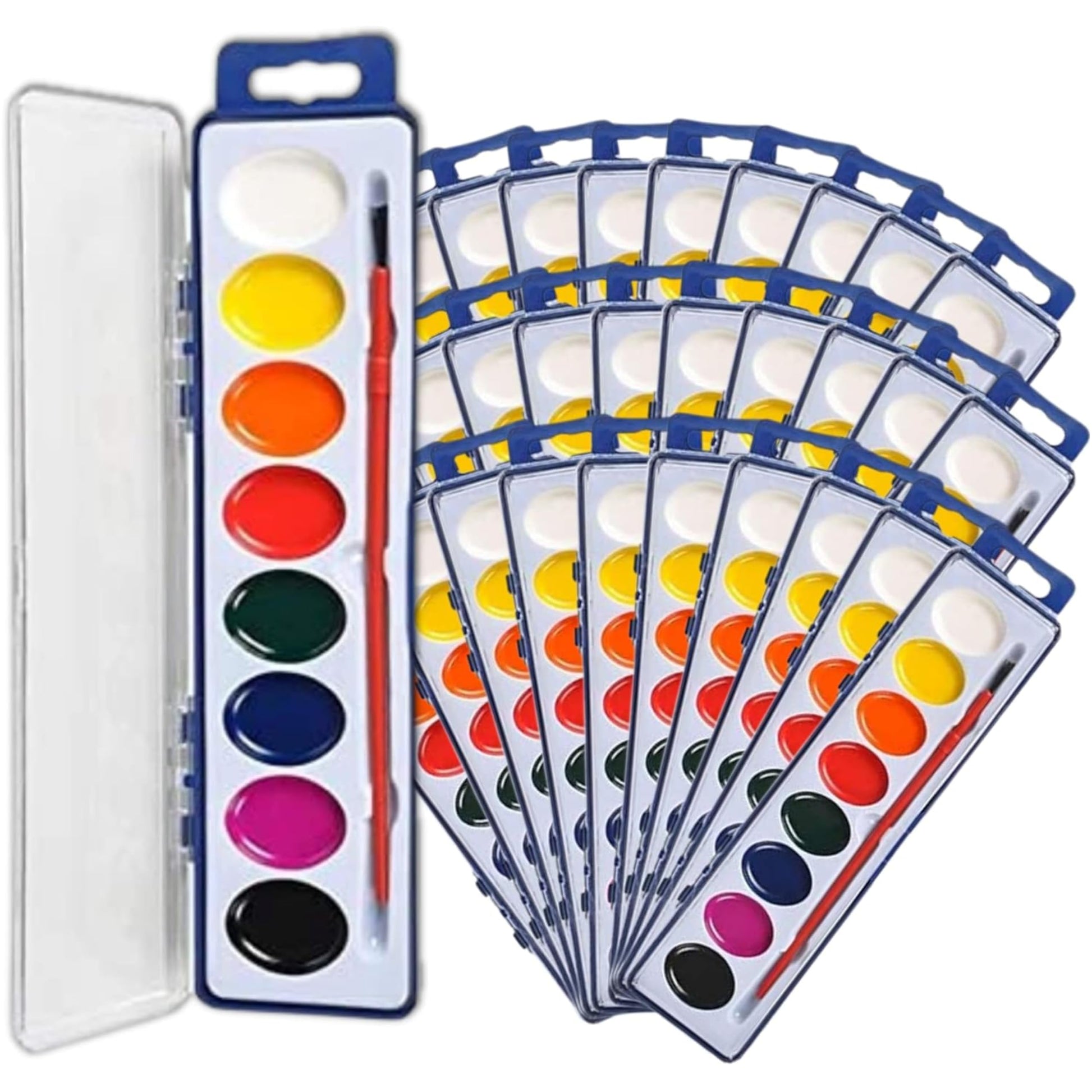 Neliblu Watercolor Paint Set - Pack of 36 Watercolor Palettes with 8 Washable Colors - Includes Paintbrushes - Art Supply Kit fo