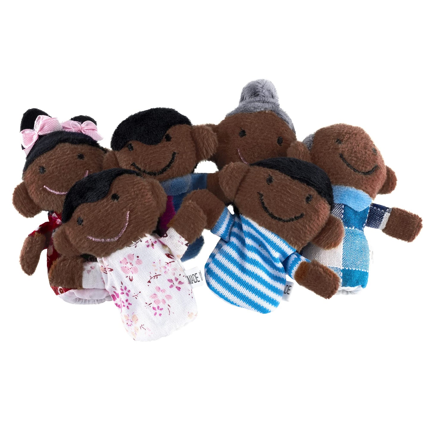 Super Z Outlet Mini Grandparents, Mom & Dad, Brother & Sister Family Style Finger Puppets For Children, Shows, Playtime, Schools - 6 Piece (Family 3)