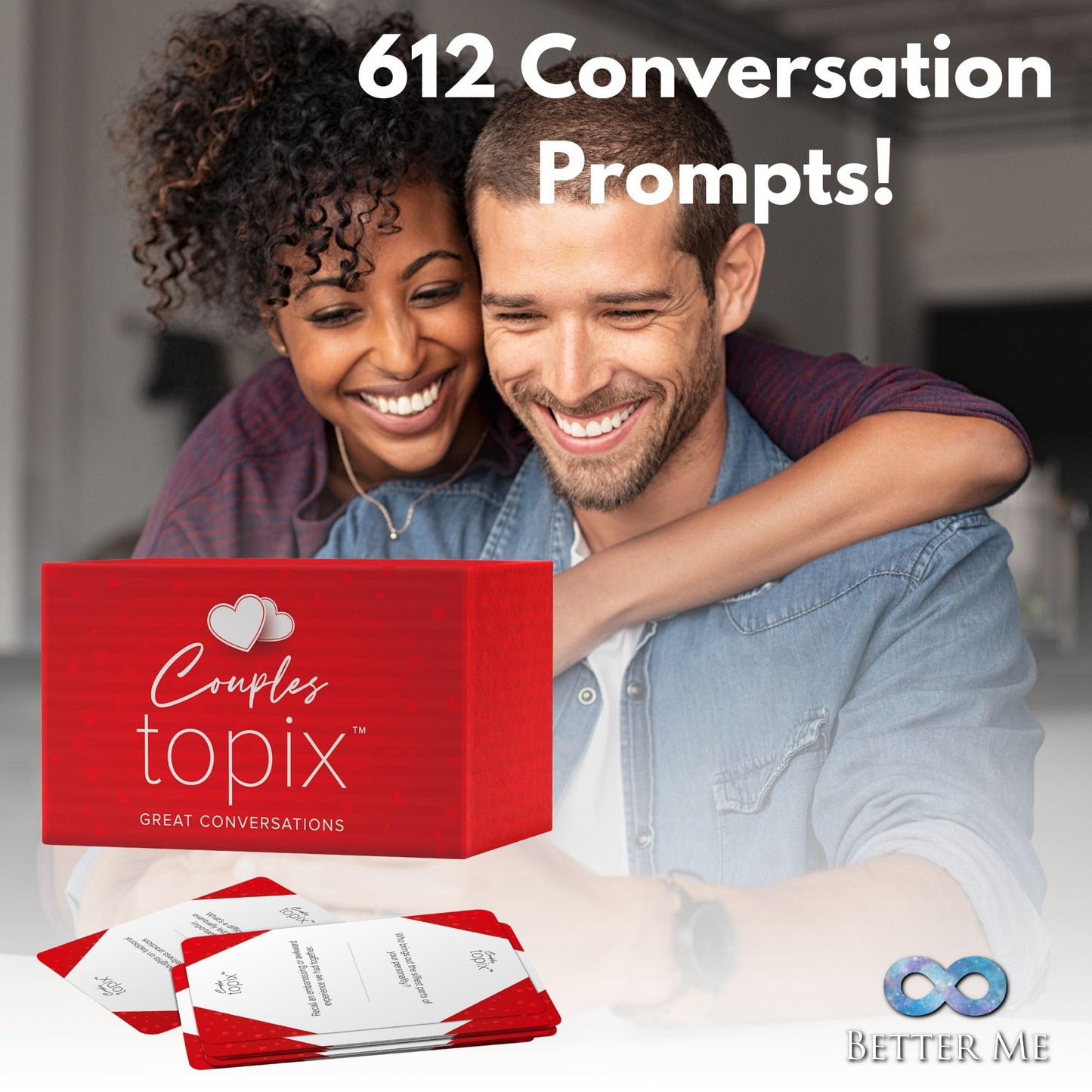 Better Me Couples Topix - 612 Conversation Starter Cards for Quality Time, Fun Date Night Ideas, Relationship Gifts, Cardstock Material
