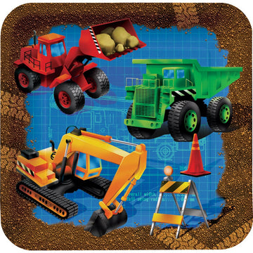 8-Count Square Paper Dessert Plates, Under Construction