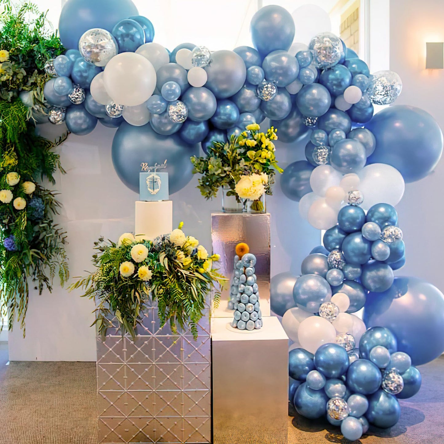 Partywoo Light Blue Balloons, 142 Pcs Light Blue And Metallic Blue Balloons Different Sizes Pack Of 18 Inch 12 Inch 10 Inch 5 Inch For Balloon Garland Arch As Birthday Decorations, Party Decorations